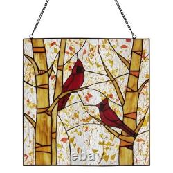 NEW Cozy Cardinals Stained Glass Window Panel20723