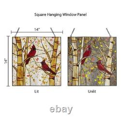 NEW Cozy Cardinals Stained Glass Window Panel20723