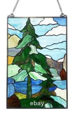 Nature's Pine Tiffany-Style Stained Glass Window Panel Suncatcher