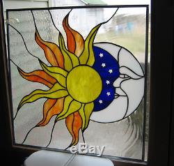 Natures Elements Stained Glass Windows Panel Sun Moon