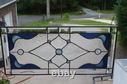 Navy Blue and Mixed Blue Stained Glass Panel BEAUTIFUL