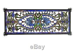 New Meyda Tiffany Floral 29 X 11 Antoinette Transom Stained Glass Window Panel