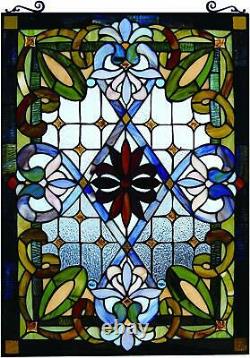 Nice Beautiful Elegant Abstract Green and Blue Stained Glass Panel