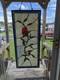 Nielsen Stained Glass Panel, Rose, Blue Window Hanging 28 3/4 X 12 1/2 Framed
