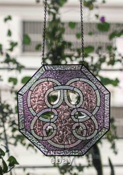 OCTAGONAL Handcrafted Beveled Pieces Tiffany Stained Glass 15 inches