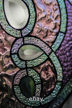 OCTAGONAL Handcrafted Beveled Pieces Tiffany Stained Glass 15 inches