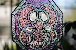 OCTAGONAL Handcrafted Beveled Pieces Tiffany Stained Glass 15 inches