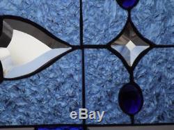 OH BOY Beveled Stained Glass Window Panel -Last One 32 1/2 X 12 1/2