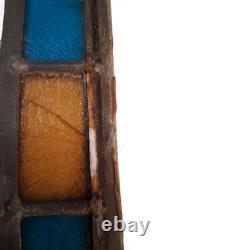 OLD 1800's ENGLISH LEADED STAINED GLASS WINDOW ABSTRACT MULTI COLORS 18 x 12