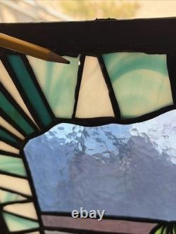 OOAK Hand Crafted Stained Glass Window Desert Landscape approx 14x22 Sunset