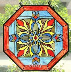 Octagon Stained Glass Window Panel Suncatcher 22in Window Hanging