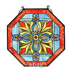 Octagon Stained Glass Window Panel Suncatcher 22in Window Hanging