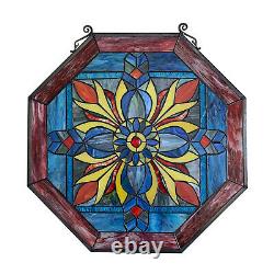 Octagon Stained Glass Window Panel Suncatcher 22in Window Hanging