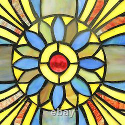 Octagon Stained Glass Window Panel Suncatcher 22in Window Hanging