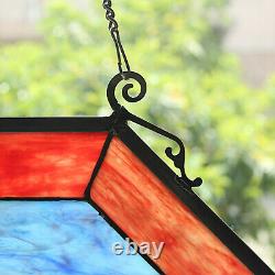 Octagon Stained Glass Window Panel Suncatcher 22in Window Hanging