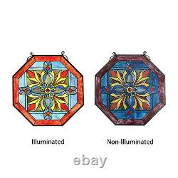 Octagon Stained Glass Window Panel Suncatcher 22in Window Hanging