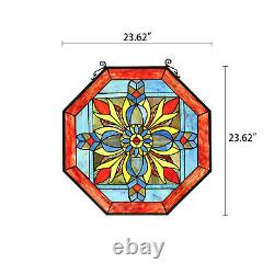 Octagon Stained Glass Window Panel Suncatcher 22in Window Hanging