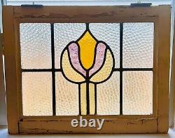 Old English Leaded Stained Glass Framed Transom Window English Rose