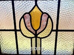 Old English Leaded Stained Glass Framed Transom Window English Rose