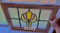 Old English Leaded Stained Glass Framed Transom Window English Rose