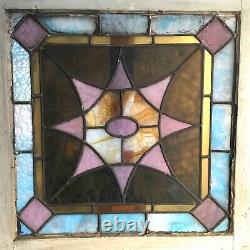 Old Leaded Stained Glass Window Panel With Hooks. Moving Sale Reduction