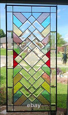 On the Softer Side -Xl Beveled Stained Glass Panel, Window Hanging34 ½ x 16 ½