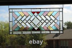 On the Softer Side -Xl Beveled Stained Glass Panel, Window Hanging34 ½ x 16 ½