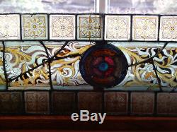 Original Early Victorian Stained Glass Panel Hand Painted Details