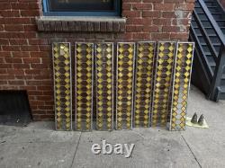 Original Leaded Stain Glass Harlequin Pattern Antique Tudor Style Panels