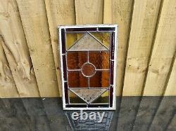Original Victorian salvaged leaded stained glass window panel from door