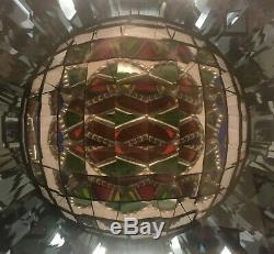 Outstanding 4 Panel kaleidoscope Mirrored Tapered Stained Glass 1989 signed KS