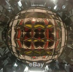 Outstanding 4 Panel kaleidoscope Mirrored Tapered Stained Glass 1989 signed KS