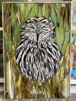 Owl Stained Glass Mosaic Bird Rustic Wall Panel