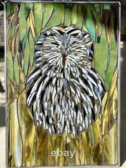 Owl Stained Glass Mosaic Bird Rustic Wall Panel