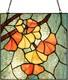 PA0005 Tiffany Style Stained Glass Window Panel Handcrafted Ginkgo Leaf