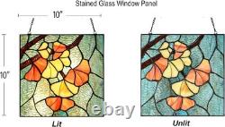 PA0005 Tiffany Style Stained Glass Window Panel Handcrafted Ginkgo Leaf