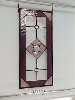 PINK- portal Beveled Stained-Glass Window Panel's. 20 1/2 X 9 1/2