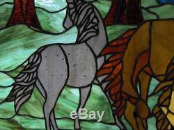 POA Ponies of America in the Meadow Stained Glass Window Panel EBSQ Artist