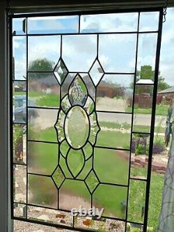 POSITIVE ENERGERY Beveled Stained Glass Panel 24 ½ x16 ½