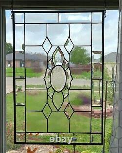 POSITIVE ENERGERY Beveled Stained Glass Panel 24 ½ x16 ½