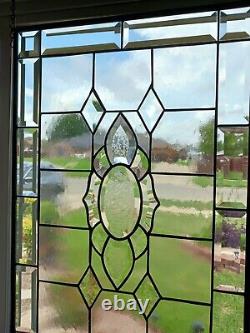 POSITIVE ENERGERY Beveled Stained Glass Panel 24 ½ x16 ½