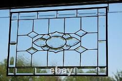 POSITIVE ENERGERY Beveled Stained Glass Panel 24 ½ x16 ½