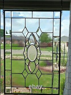 POSITIVE ENERGERY Beveled Stained Glass Panel 24 ½ x16 ½