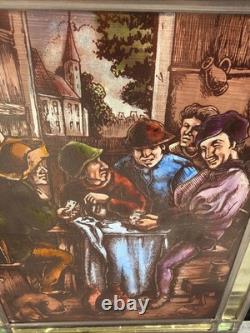 Pair Of Antique Dutch Painted Stained Leaded Glass Panels