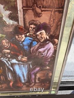 Pair Of Antique Dutch Painted Stained Leaded Glass Panels