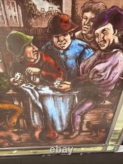 Pair Of Antique Dutch Painted Stained Leaded Glass Panels