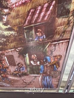 Pair Of Antique Dutch Painted Stained Leaded Glass Panels