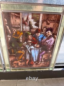 Pair Of Antique Dutch Painted Stained Leaded Glass Panels