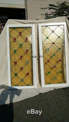 Pair Of Ultimate Mid Century Modern Stain Glass Windows/door Panels