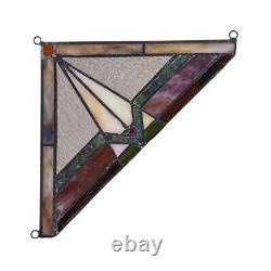 Pair Stained Glass Corner Window Panels Handcrafted Mission Design Tiffany Style